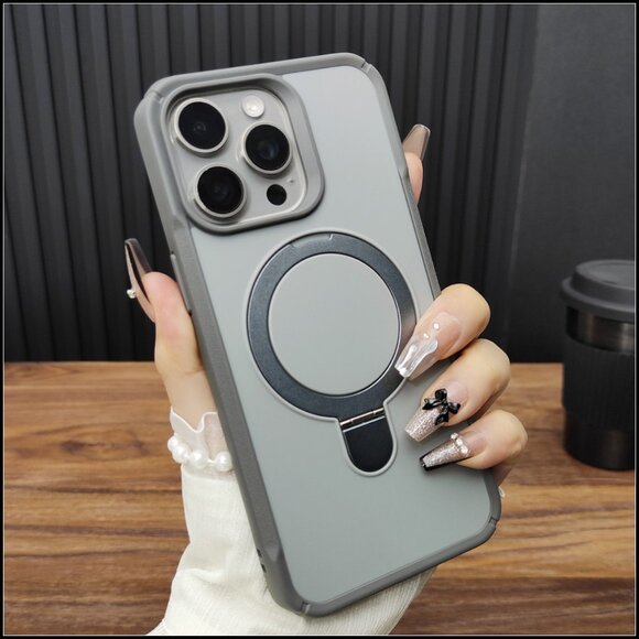 Gray Rugged MagSafe Ring Stand Case - Picture 2 of 3